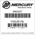 Bar codes for Mercury Marine part number 848192T