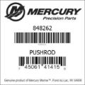 Bar codes for Mercury Marine part number 848262