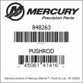 Bar codes for Mercury Marine part number 848263