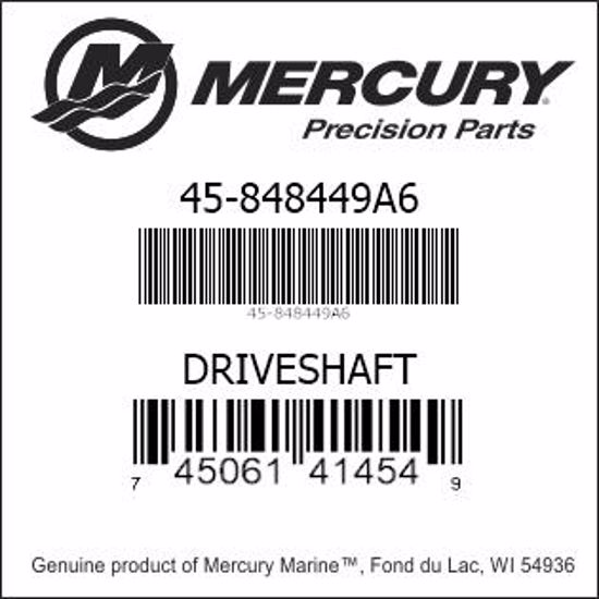Bar codes for Mercury Marine part number 45-848449A6