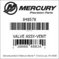 Bar codes for Mercury Marine part number 848578