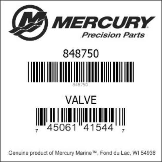 Bar codes for Mercury Marine part number 848750