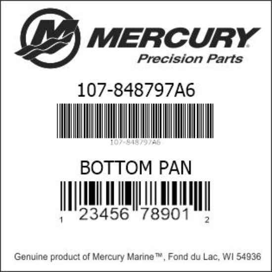 Bar codes for Mercury Marine part number 107-848797A6