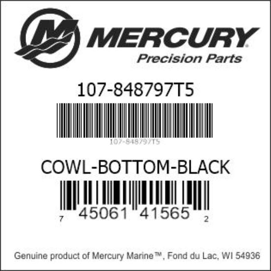 Bar codes for Mercury Marine part number 107-848797T5