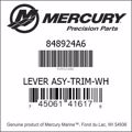 Bar codes for Mercury Marine part number 848924A6