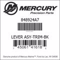 Bar codes for Mercury Marine part number 848924A7