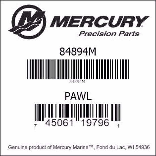 Bar codes for Mercury Marine part number 84894M