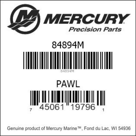 Bar codes for Mercury Marine part number 84894M