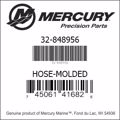 Bar codes for Mercury Marine part number 32-848956