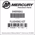 Bar codes for Mercury Marine part number 848998A1