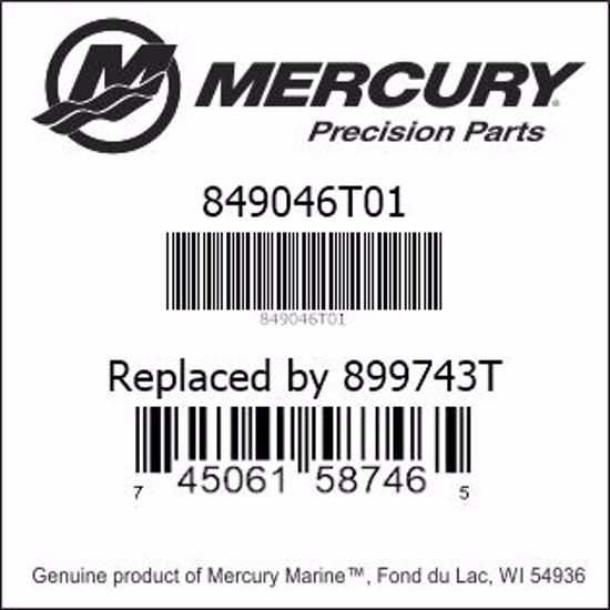 Bar codes for Mercury Marine part number 849046T01