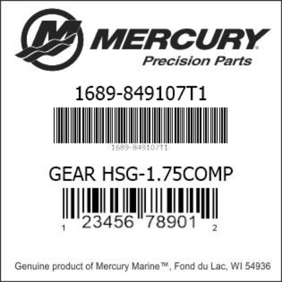 Bar codes for Mercury Marine part number 1689-849107T1