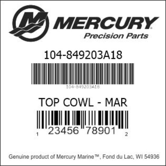 Bar codes for Mercury Marine part number 104-849203A18