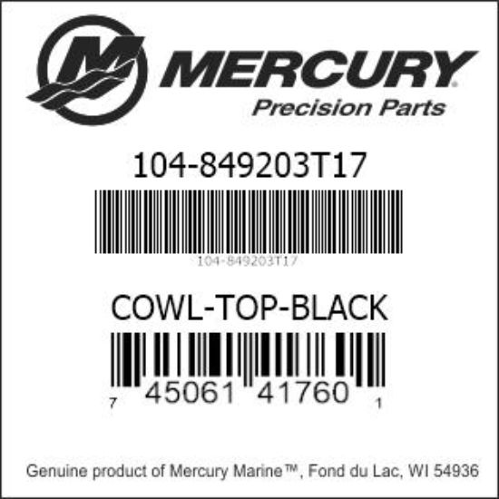 Bar codes for Mercury Marine part number 104-849203T17