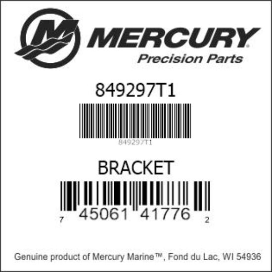 Bar codes for Mercury Marine part number 849297T1