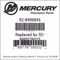 Bar codes for Mercury Marine part number 92-8496841