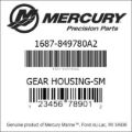 Bar codes for Mercury Marine part number 1687-849780A2