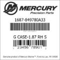 Bar codes for Mercury Marine part number 1687-849780A33