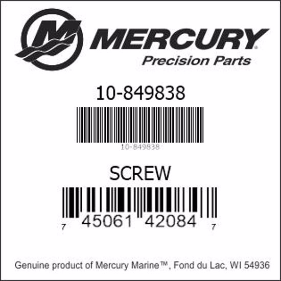Bar codes for Mercury Marine part number 10-849838
