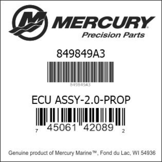Bar codes for Mercury Marine part number 849849A3