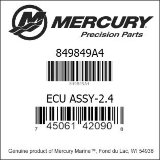 Bar codes for Mercury Marine part number 849849A4