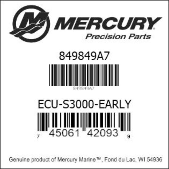 Bar codes for Mercury Marine part number 849849A7