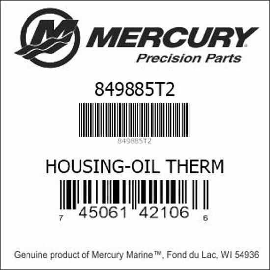 Bar codes for Mercury Marine part number 849885T2