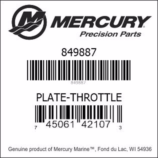 Bar codes for Mercury Marine part number 849887