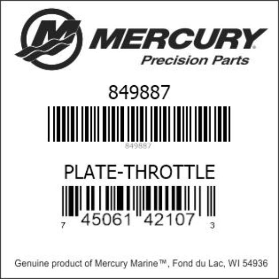 Bar codes for Mercury Marine part number 849887