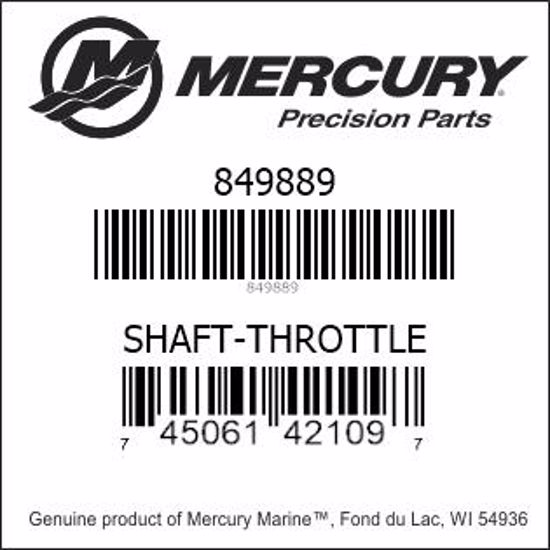 Bar codes for Mercury Marine part number 849889