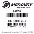 Bar codes for Mercury Marine part number 849899