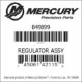 Bar codes for Mercury Marine part number 849899