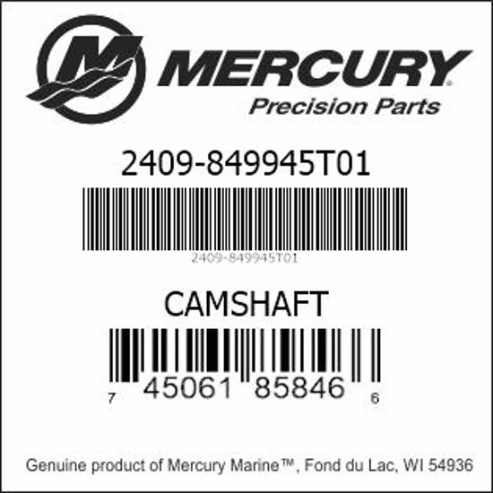 Bar codes for Mercury Marine part number 2409-849945T01