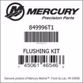 Bar codes for Mercury Marine part number 849996T1