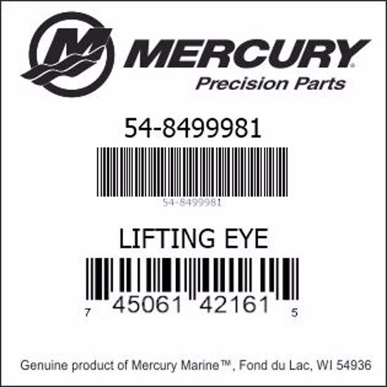 Bar codes for Mercury Marine part number 54-8499981