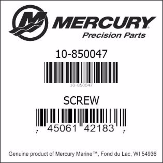 Bar codes for Mercury Marine part number 10-850047