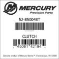 Bar codes for Mercury Marine part number 52-850048T