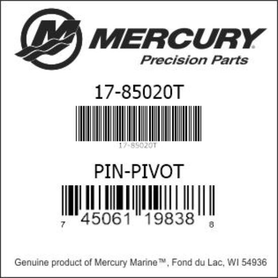 Bar codes for Mercury Marine part number 17-85020T
