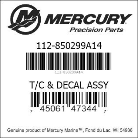 Bar codes for Mercury Marine part number 112-850299A14