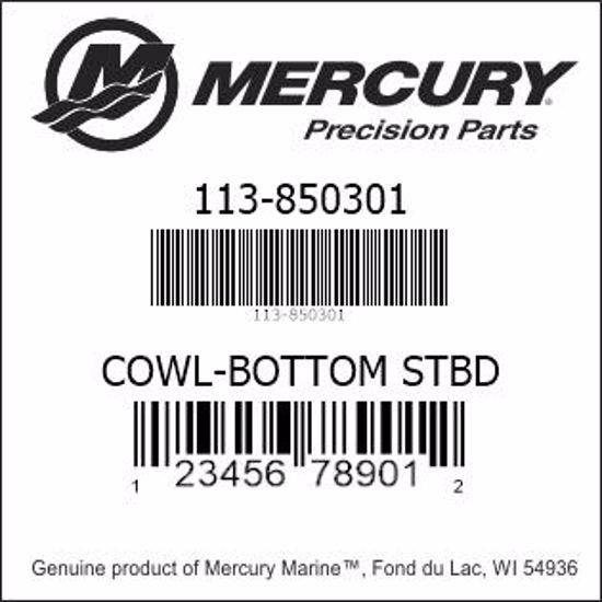 Bar codes for Mercury Marine part number 113-850301