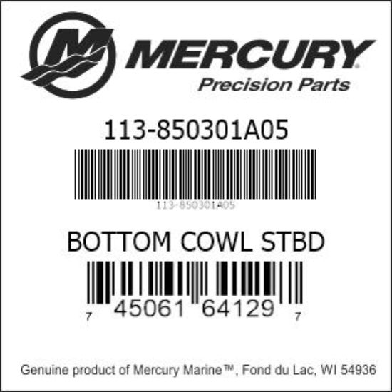 Bar codes for Mercury Marine part number 113-850301A05