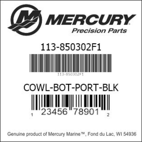 Bar codes for Mercury Marine part number 113-850302F1