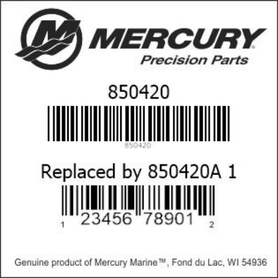 Bar codes for Mercury Marine part number 850420
