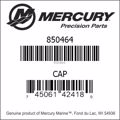 Bar codes for Mercury Marine part number 850464