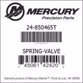 Bar codes for Mercury Marine part number 24-850465T