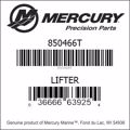 Bar codes for Mercury Marine part number 850466T