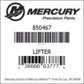 Bar codes for Mercury Marine part number 850467