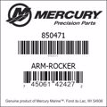 Bar codes for Mercury Marine part number 850471