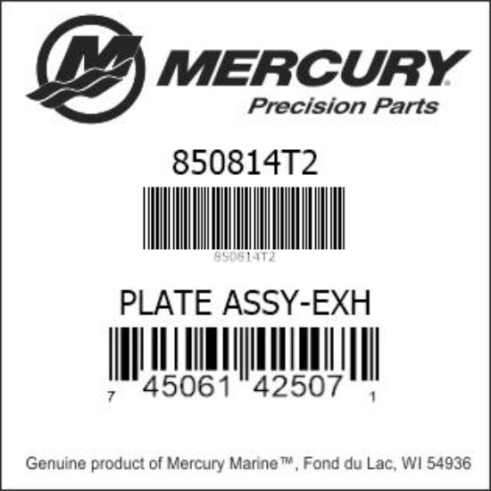 Bar codes for Mercury Marine part number 850814T2