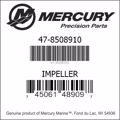 Bar codes for Mercury Marine part number 47-8508910